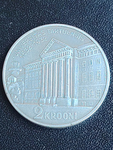Eesti 2 krooni Tartu Ülikool 1932a. Original hõbemünt LUS (1 foto / 4)