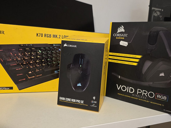 Corsair komplekt: K70 RGB MK.2 + Dark Core Pro SE + Void Pro