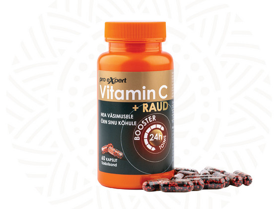 Vitamiin C PRO Expert+ RAUD BOOSTER N60 pikatoimelised kapslid