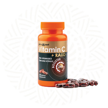 Vitamiin C PRO Expert+ RAUD BOOSTER N60 pikatoimelised kapslid