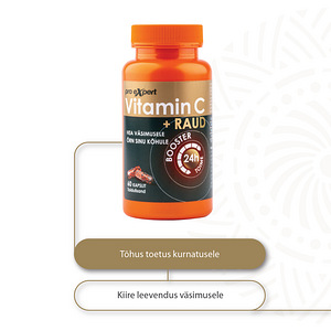 Vitamiin C PRO Expert+ RAUD BOOSTER N60 pikatoimelised kapslid (2 foto / 4)
