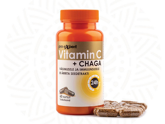 Vitamiin C PRO Expert + CHAGA TR N60 pikatoimelised kapslid