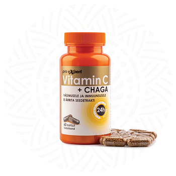 Vitamiin C PRO Expert + CHAGA TR N60 pikatoimelised kapslid