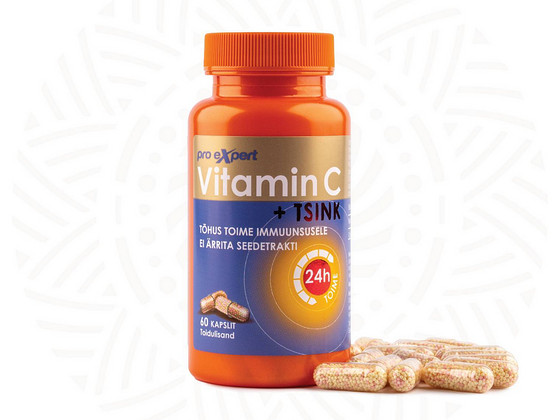 Vitamin C Pro Expert + Tsink TR N60 pikatoimelised kapslid