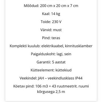 Infrapuna küttepaneelid 2tk 3200w