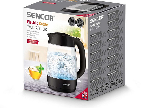Uus elektriline veekeetja Sencor SWK 7301BK (1,7 l, klaas)