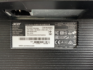 Monitor Acer k272hul, 2K, IPS paneeliga - varuosadeks (3 foto / 4)