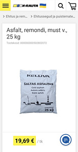 ASFALTI PARANDUSSEGU 25KG (1 foto / 2)