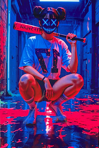 4K Metal Art Cyberpunk Neon Girl (2 foto / 2)