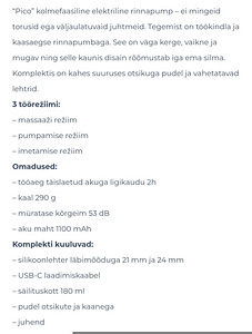 Elektriline rinnapiima pump Babyono Pico (2 foto / 3)
