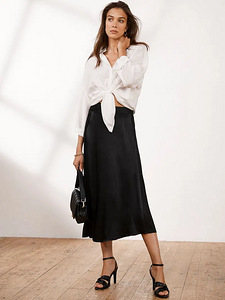 Mint Velvet Asymmetrical Satin Slip Midi Skirt must seelik (1 foto / 10)