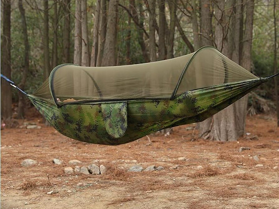 Hammok 260 x 140cm Kamuflaaž, Militaar roheline