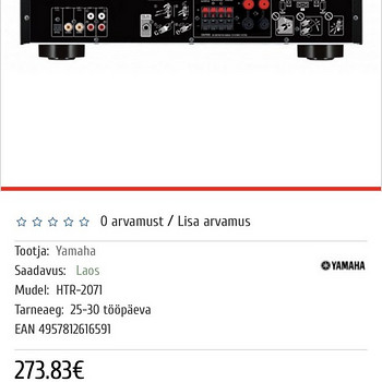 Yamaha, HTR-2071 ressiiver, must