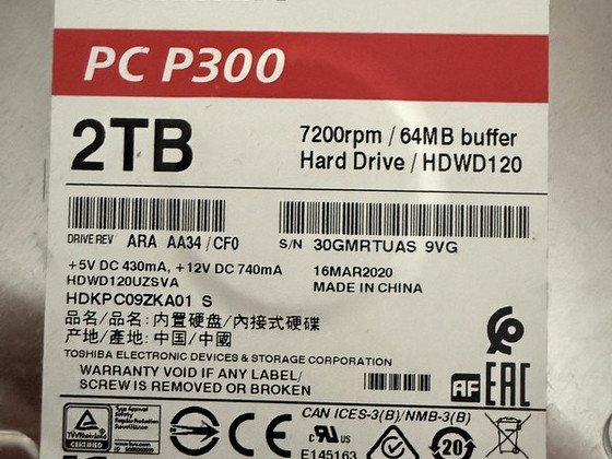 2TB Hard Drive Toshiba