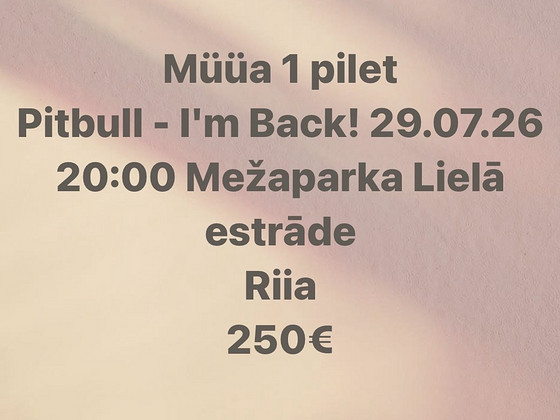 Pitbulli kontserdipiletid