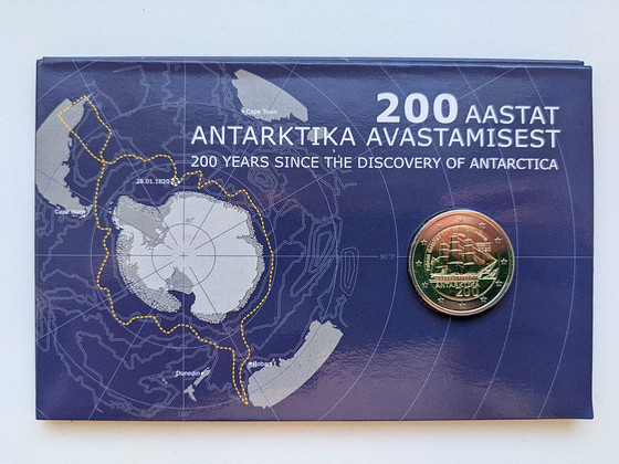 Eesti 2€ mündikaart 2020 Antarktika avastamine