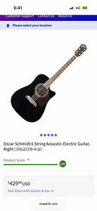 Oscar Schmidt 6 String Acoustic-Electric Guitar Kitarr (1 foto / 6)