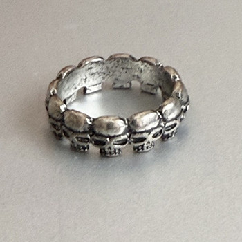 Серебряное металлическое кольцо с черепом, 19-20 см