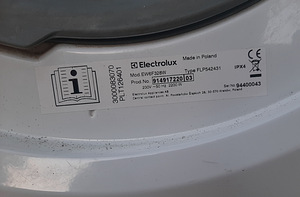 Elektrolux perfectcare 600 | 1-8 кг(запчасти) (2 фото из 3)