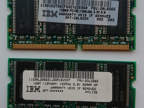 2 x 128MB, 100MHz, PC100, 3.3V, SDRAM