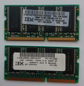 2 x 128MB, 100MHz, PC100, 3.3V, SDRAM (1 foto / 1)