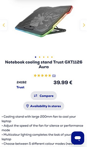 Охлаждающая подставка для ноутбука Trust GXT1126 Aura (1 фото из 4)