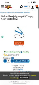 HÜDRAULILINE JALGPUMP 63,7 MPA, 1,5M VOOLIK FERVI (5 foto / 5)