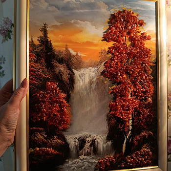 Большая эффектная картина из янтаря 35*45см