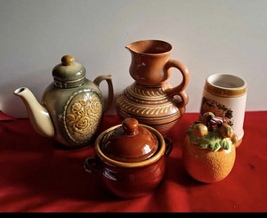 Чайник, кувшин керамические глазированные винтаж (1 фото из 10)