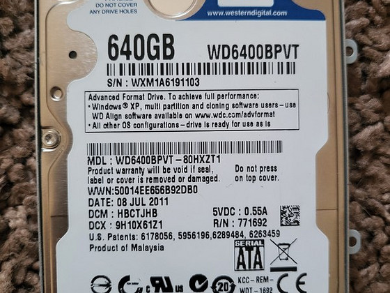 WD Scorpio Blue 640GB SATA HDD WD6400BPVT