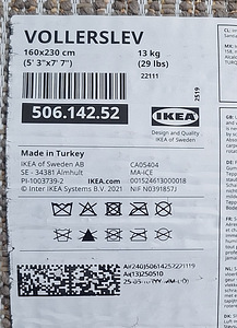 Ковёр IKEA VOLLERSLEV 160x230 см — как новый (3 фото из 3)