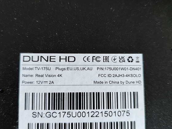 Meediapleier Dune HD Real Vision 4K (TV-175U)