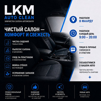 Химчистка автомобиля в Маарду | LKM Auto Clean