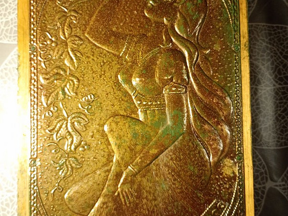 Шкатулка для украшений с медной пластиной, винтажная
