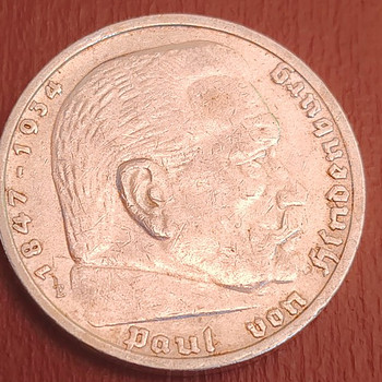 Hõbemünt 5 Reichsmark 1937 E (Muldenhütten), Hindenburg