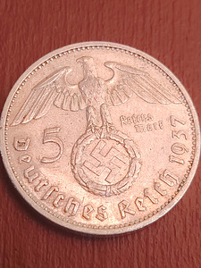 Hõbemünt 5 Reichsmark 1937 E (Muldenhütten), Hindenburg (2 foto / 3)
