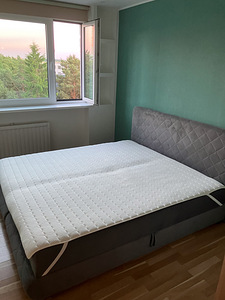 Континентальная кровать 180×200, серая, с местом для хранения (2 фото из 10)