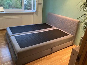 Континентальная кровать 180×200, серая, с местом для хранения (4 фото из 10)