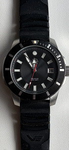 Shield Shaw Leather-Band Men's Diver Watch w/Date - Silver/B (1 foto / 4)