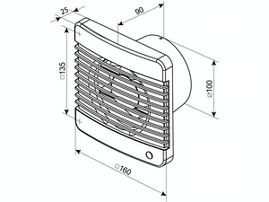 Väljatõmbe ventilaator Ø100 mm, Vents 100 MT, taimeriga (2 foto / 4)