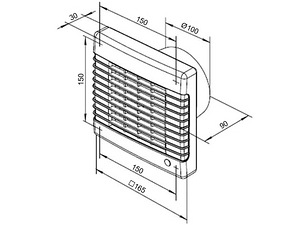 Väljatõmbe ventilaator Ø100 mm, Vents 100 MT, taimeriga (4 foto / 4)