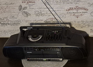 Ретро 80s большой Philips радио cd двухкассетная дека (2 фото из 3)