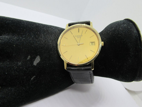 Золотые наручные часы Tissot для мужчин с кожаным ремешком