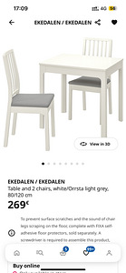Обеденный стол IKEA EKEDALEN + 2 стула (2 фото из 6)