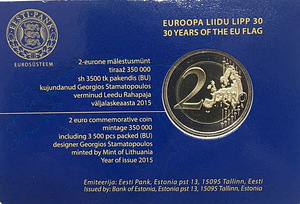 Estonia 2 Euro 2015 Coincard - 30 Years of the European Unio (1 foto no 2)
