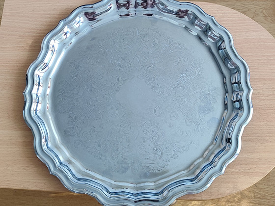 Поднос Кольчугино. 37 см (серебрение, МНЦ, Знак качества)