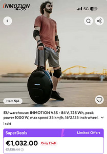 Моноколесо Inmotion V8S 16” НОВОЕ (4 фото из 5)