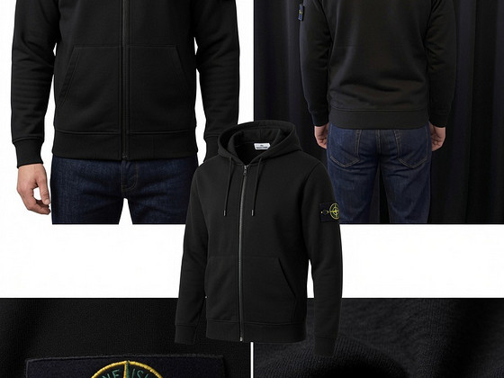 Stone Island meeste lukuga kapuutsiga pusa | Must