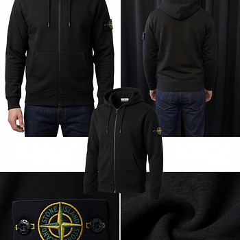Stone Island мужская толстовка на молнии с капюшоном | Черна