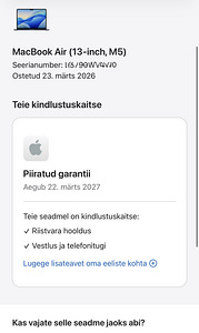 Apple Macbook Air 13 M5 16/512GB MdN uueväärne! Aku 100% (8 foto / 8)